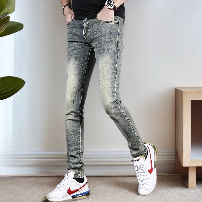 诺顿雷斯香港复古牛仔裤男款修身小脚新款春夏季弹力男士裤子潮牌