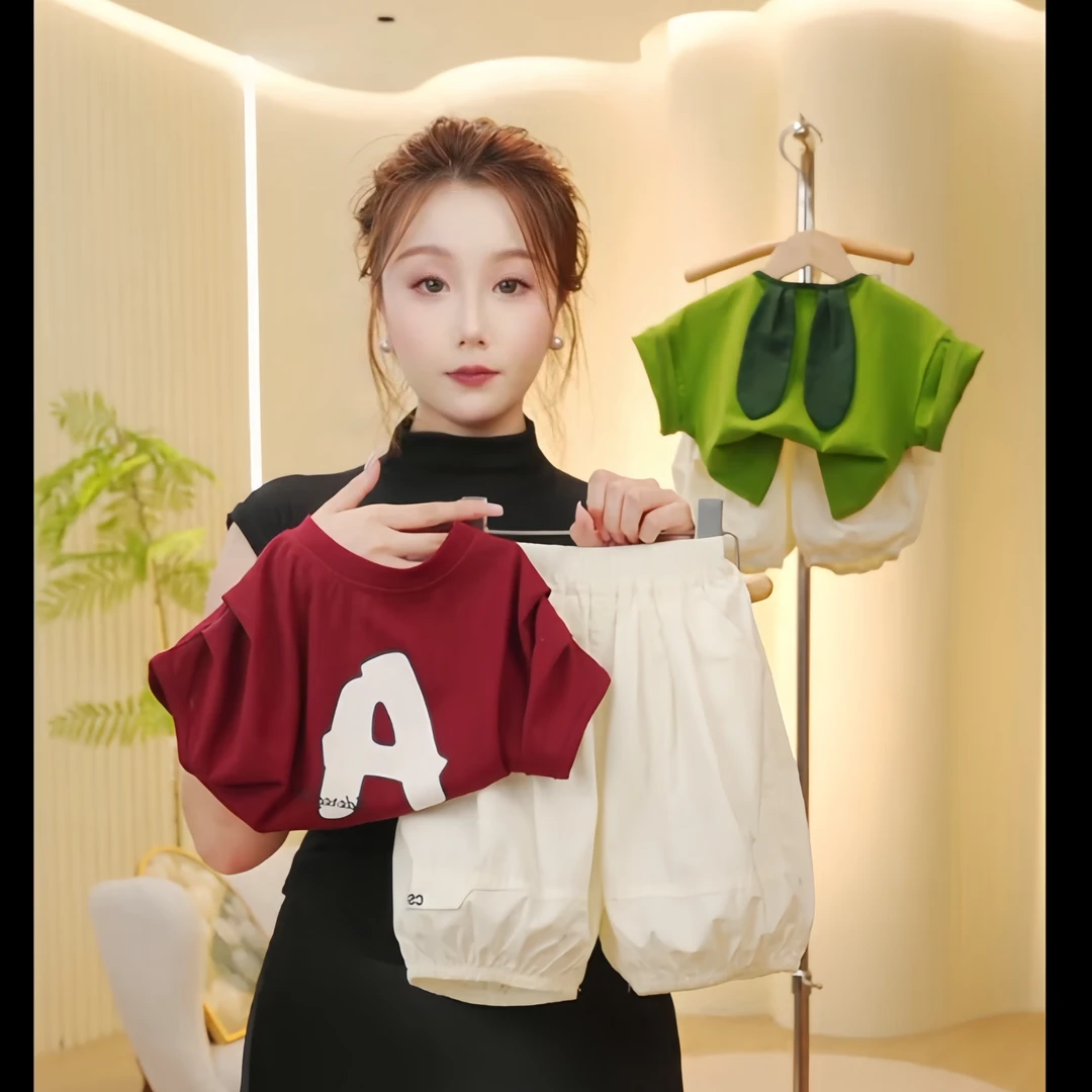 拼接小韩标裤【坎肩A字】套装儿童女童男童时尚百搭潮流宽松夏季