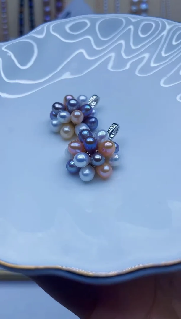吊坠(不含链)未镶嵌淡水珍珠七色花爆米花吊坠多样性发其一