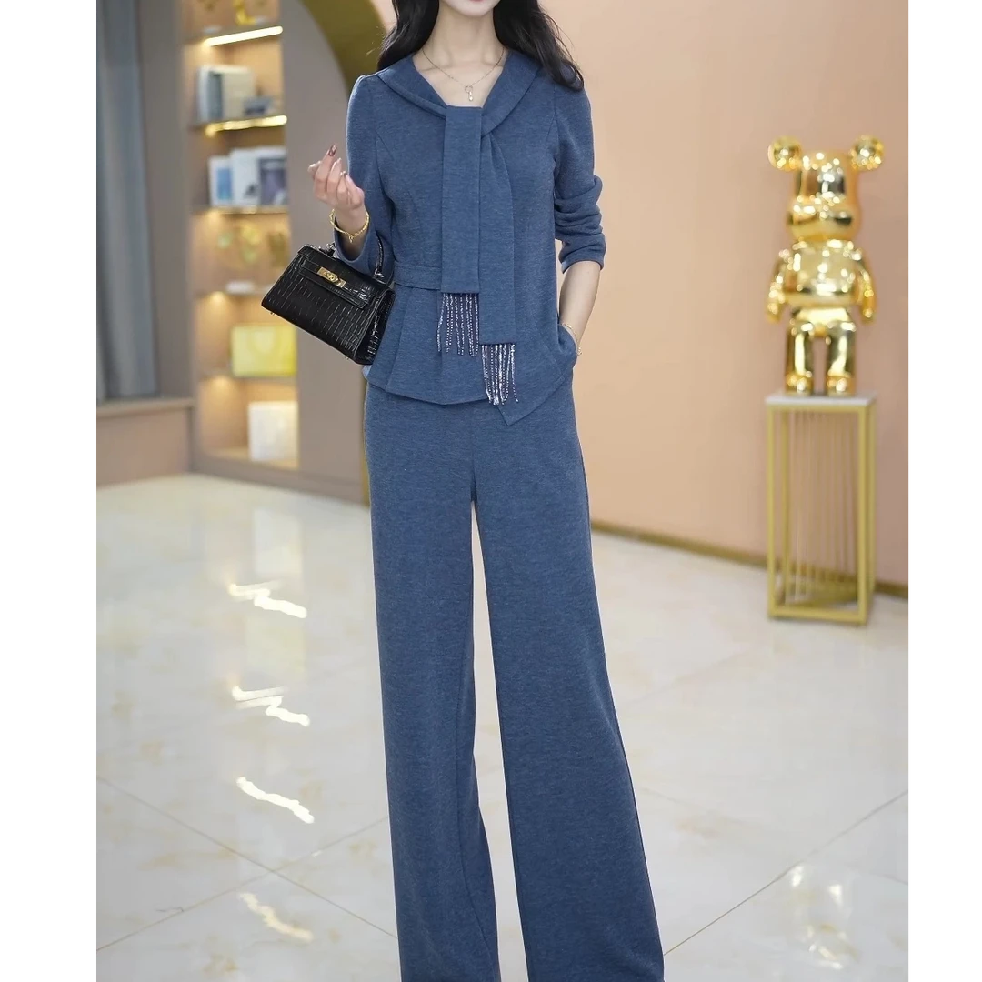 W8058小香风套装女2025新款秋季气质减龄搭配整套中年时尚两件套