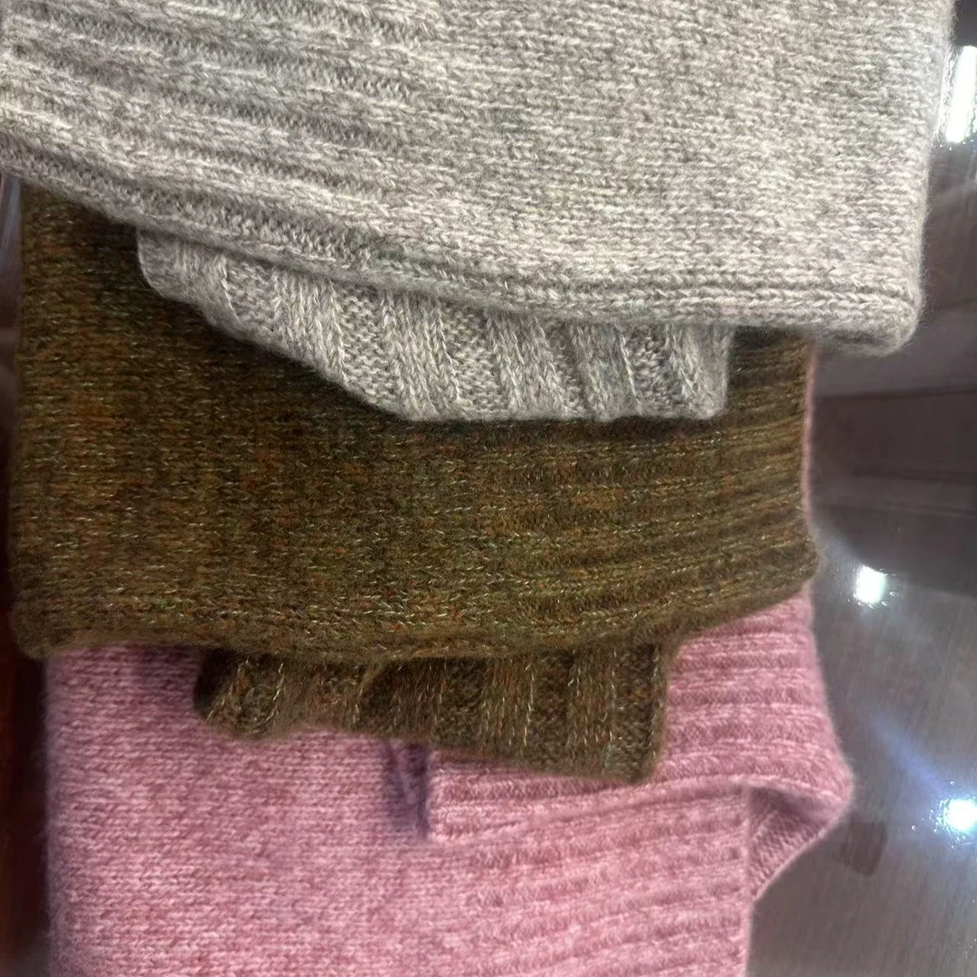 康宝莱桑蚕丝山羊绒花纱针织打底套头衫女QD白厂丝