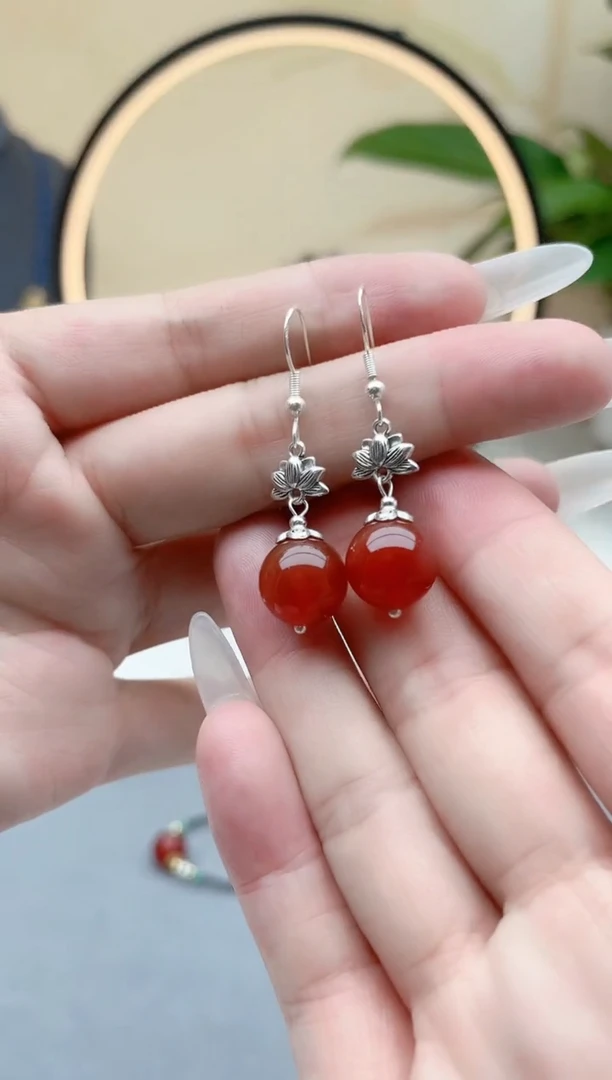 玛瑙/玉髓耳饰银S925镶嵌302