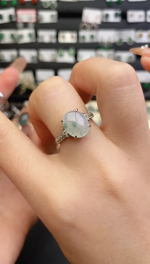 银S925镶嵌戒指翡翠0