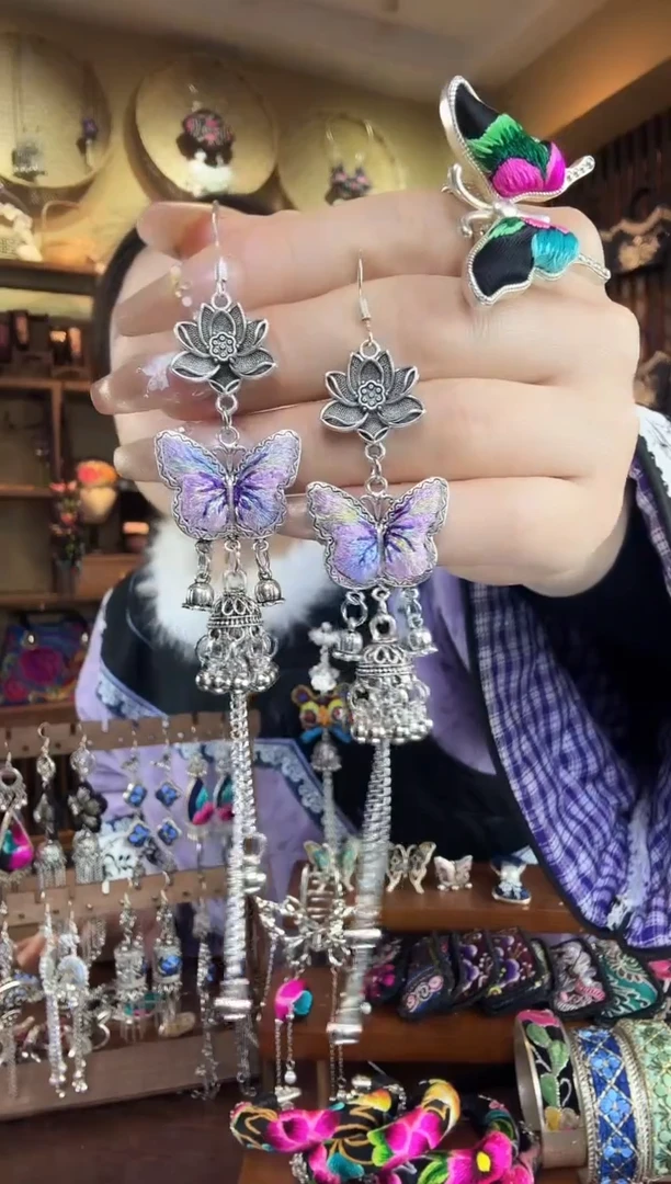 刺绣非遗刺绣民族风耳环