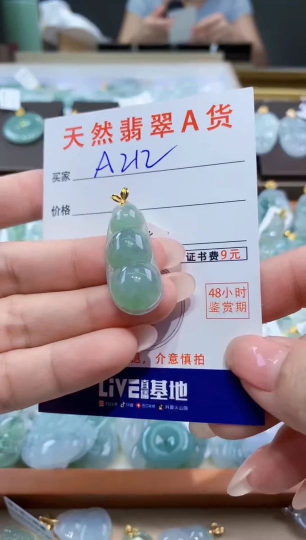 颈饰18K金镶嵌翡翠天然翡翠A货挂件