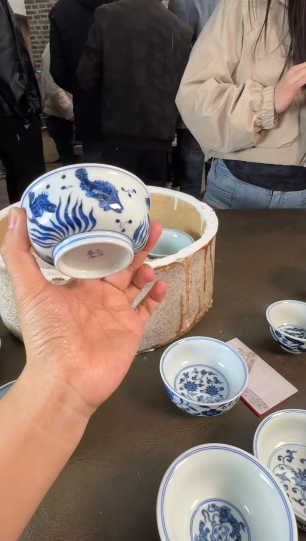 杯子陶瓷三方器合鱼藻矮炉式杯