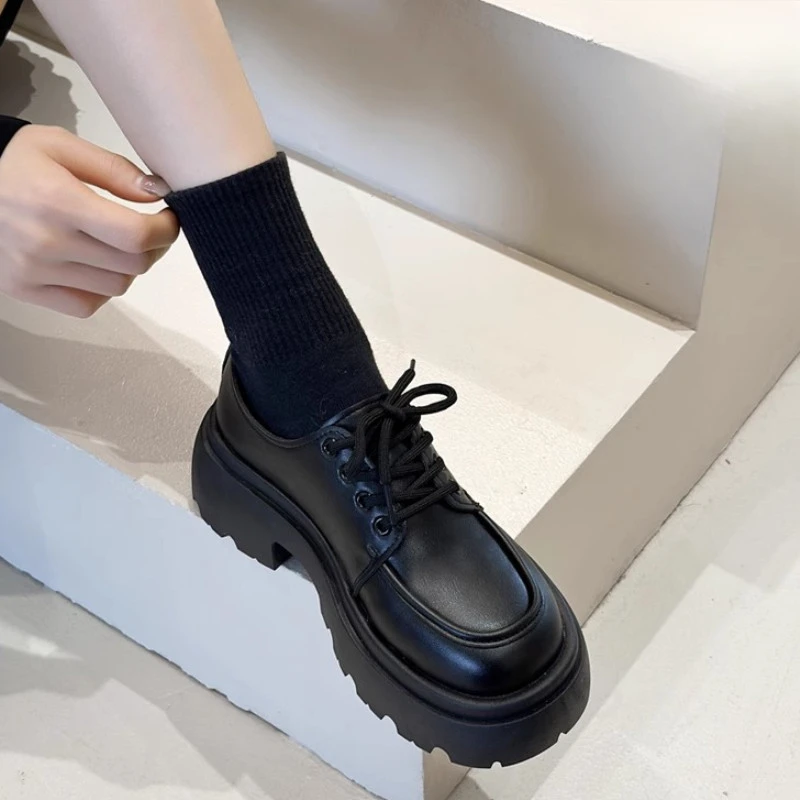 品牌厚底乐福鞋女2024新款春夏制服鞋子英伦风小皮鞋学院风单鞋