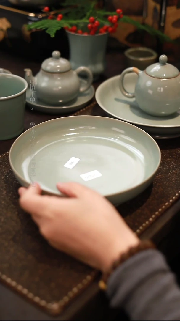 【闪购商品】杯0683一级品柴烧清凉寺天青仿古圆洗承盘