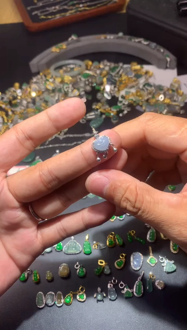 吊坠(不含链)银S925镶嵌翡翠1