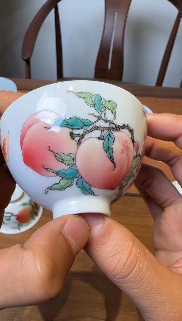 一儒堂 翡翠桃鸡心杯