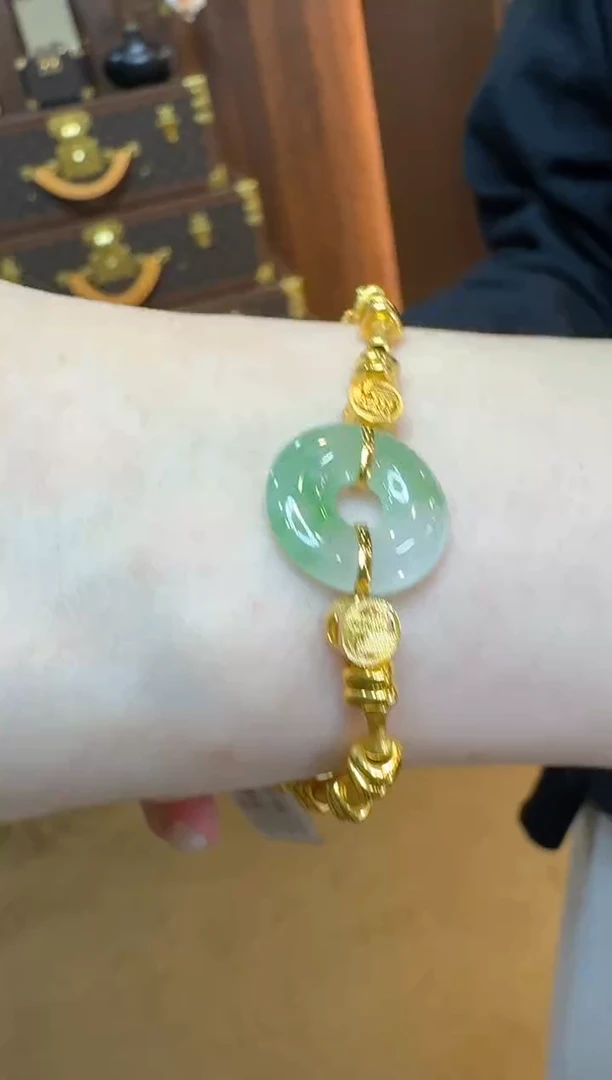 足金镶嵌手链翡翠多样性团购发一件