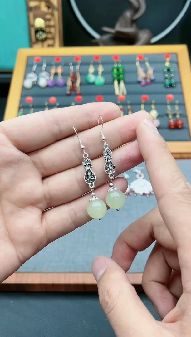 【闪购商品】玛瑙/玉髓耳钉银S925镶嵌211000