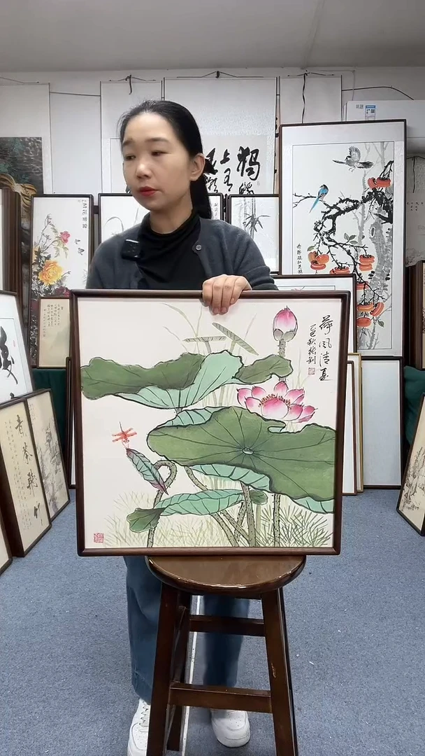 国画尺寸52*52实木画框京东包邮手绘