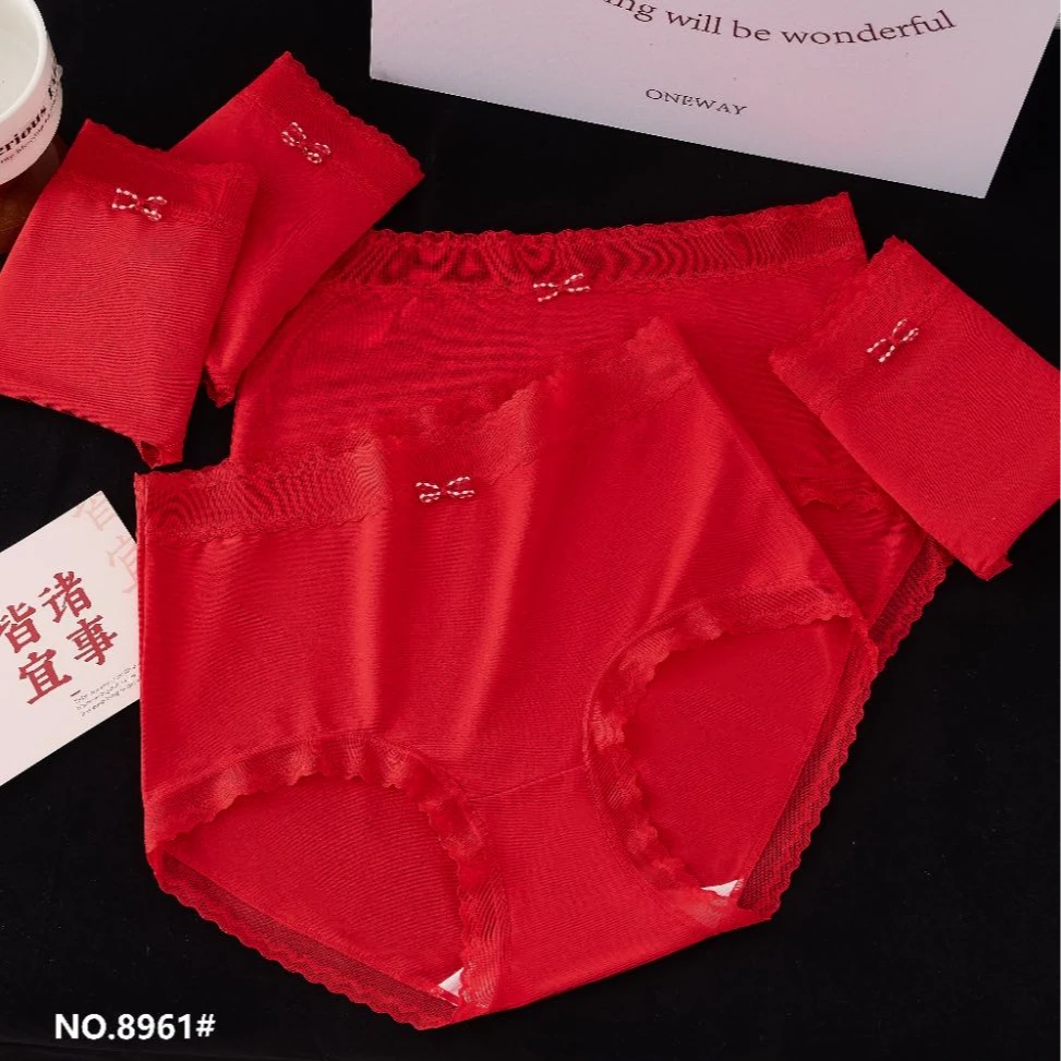 【大叔心选】5条装8961柔滑软弹裸感纯色蝴蝶结打底内裤8253869105