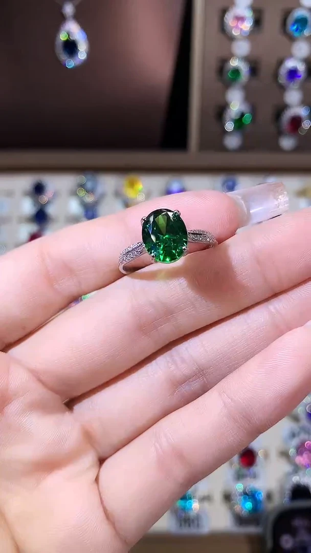 银S925镶嵌戒指碧玺810银色