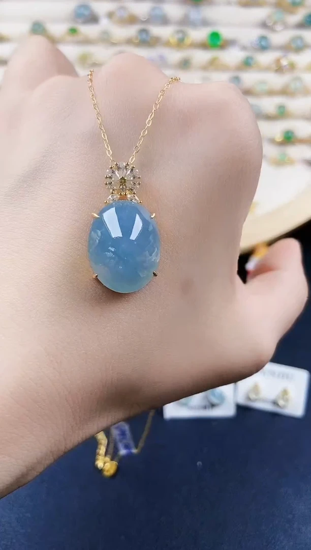 翡翠银S925镶嵌颈饰123849