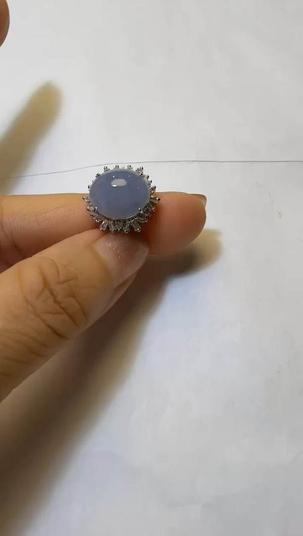 银S925镶嵌戒指翡翠925银镶缅甸A货翡翠戒指