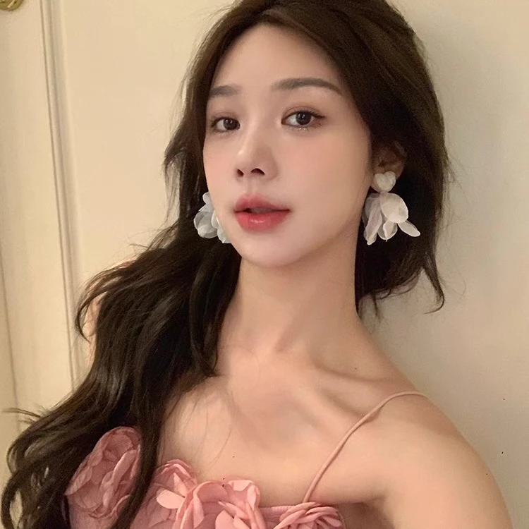 铜合金仿珍珠耳饰 春夏超仙小气质花朵耳环女2025新款氛围感耳饰