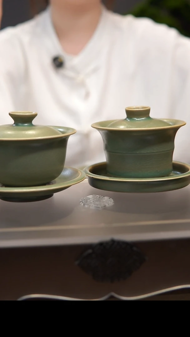 杯小****咪竹节盖碗+元宝盖碗  汝州原产地  原矿老釉