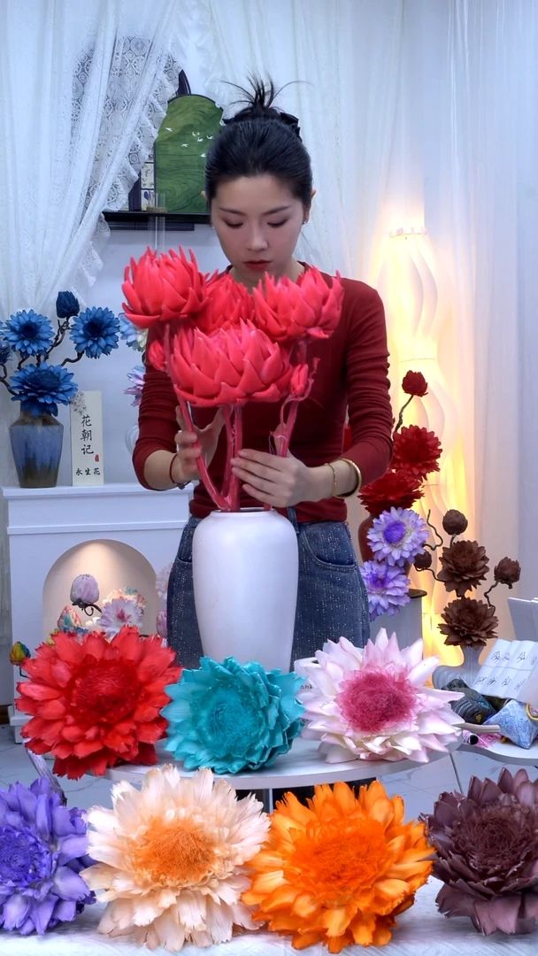 永生洋蓟亮粉4头【微瑕】0318