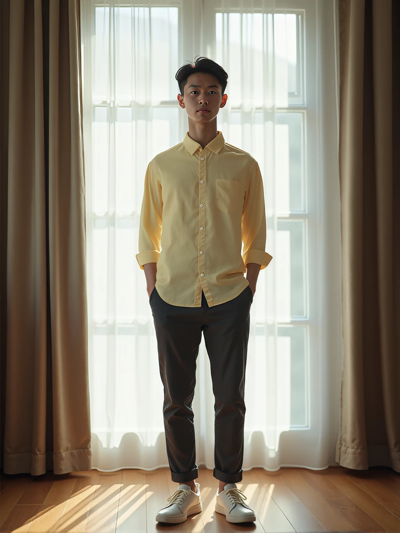 29362-纯色翻领休闲长袖衬衫