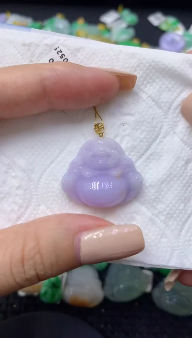 颈饰18K金镶嵌翡翠天然缅甸翡翠A货