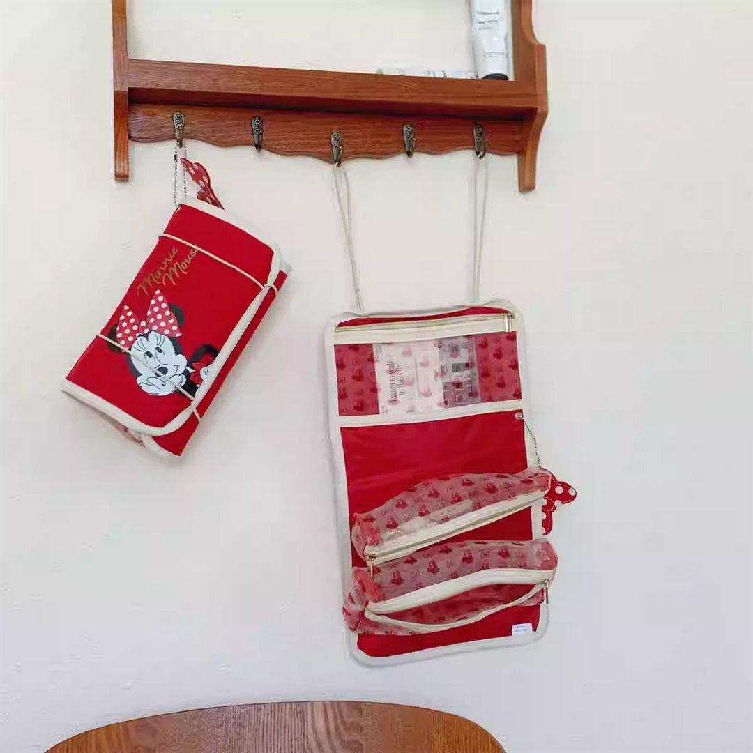 三合一 红色米妮绑带网纱收纳包