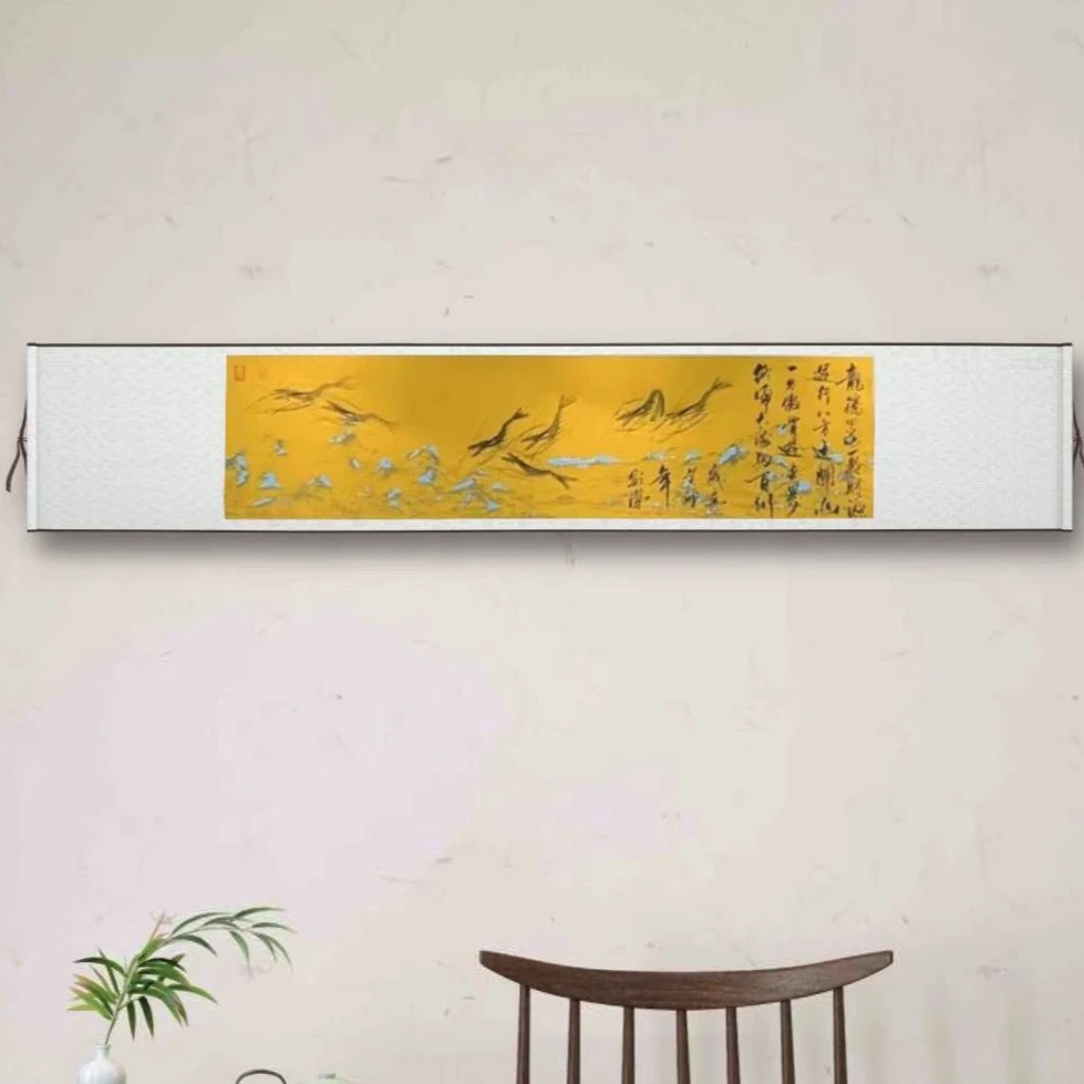 XYJ.龙腾四海手笔手绘.六尺条江山轴.三