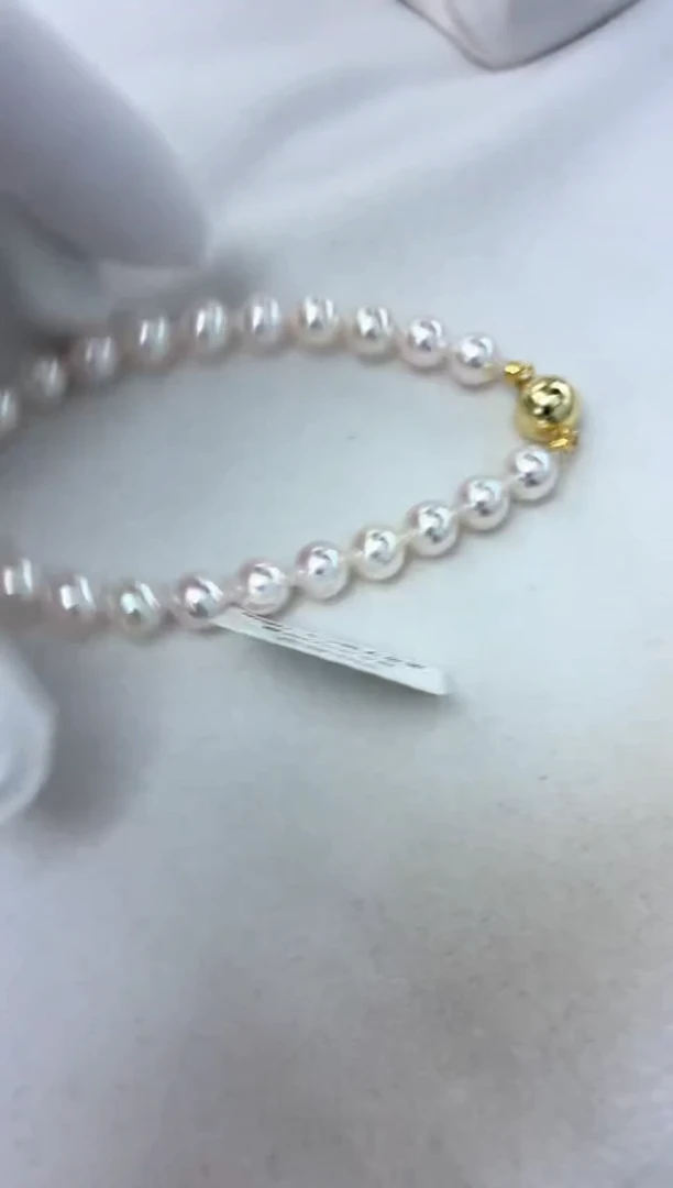 银S925镶嵌手绳海水珍珠满珠手链6.5-7