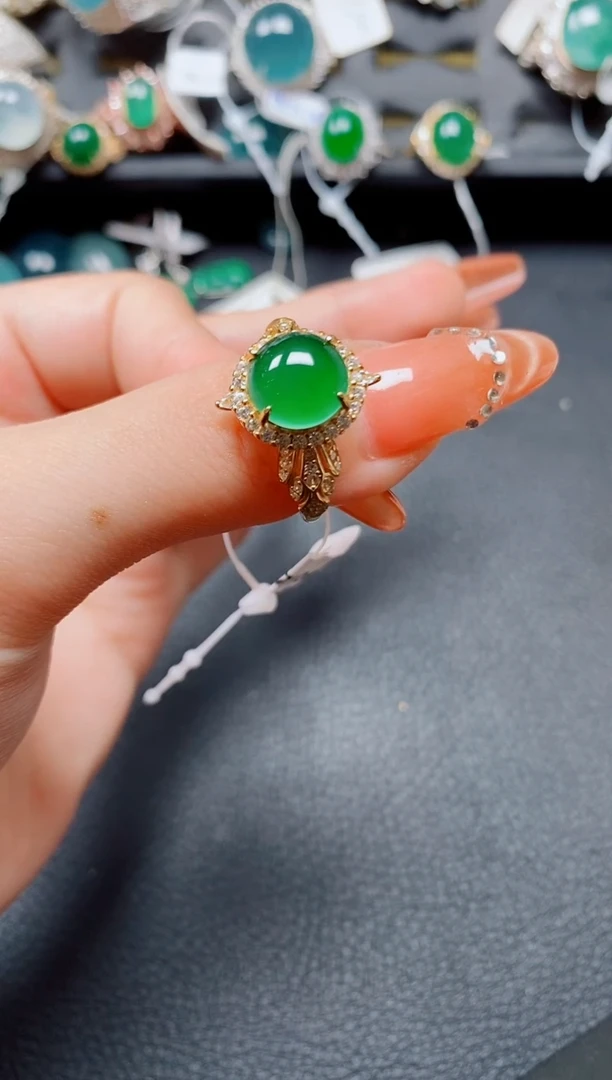 翡翠戒指银S925镶嵌翡翠