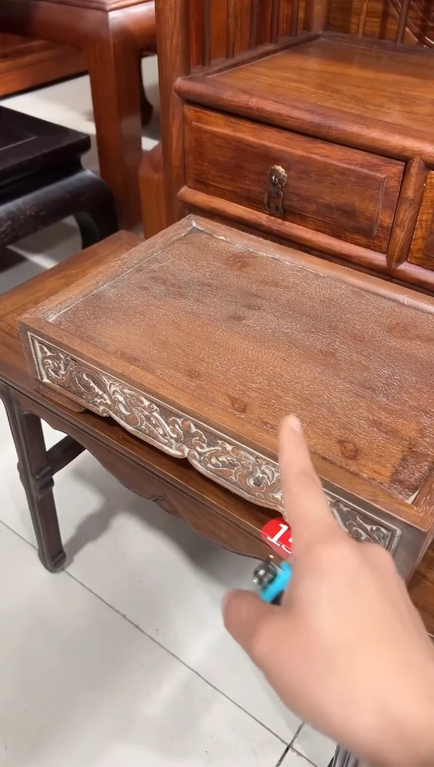 黄**日花梨木双龙戏珠底座