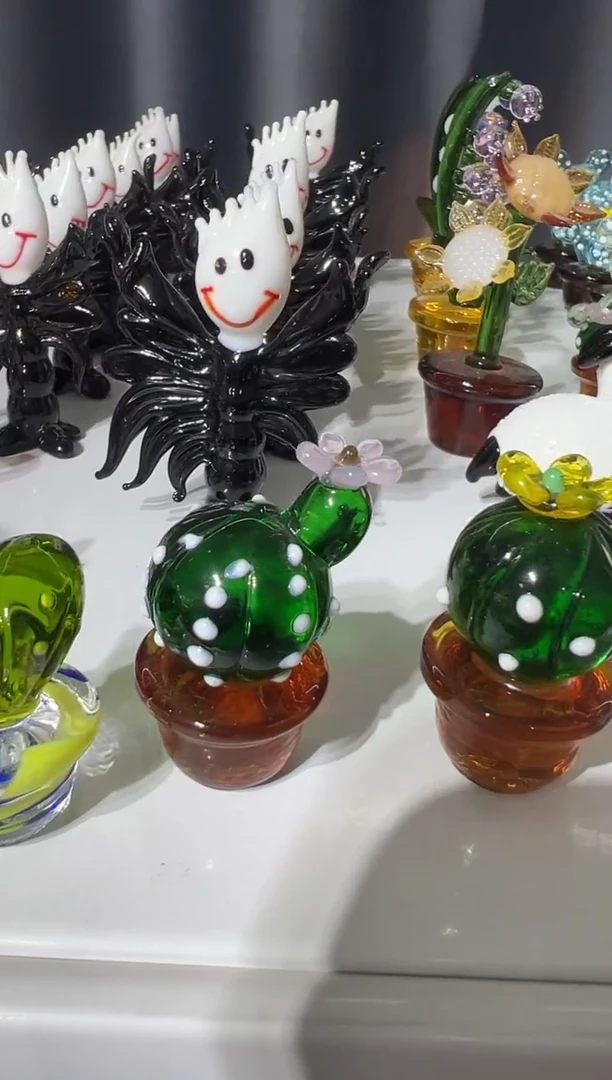 手工艺品琉璃??盆栽2个