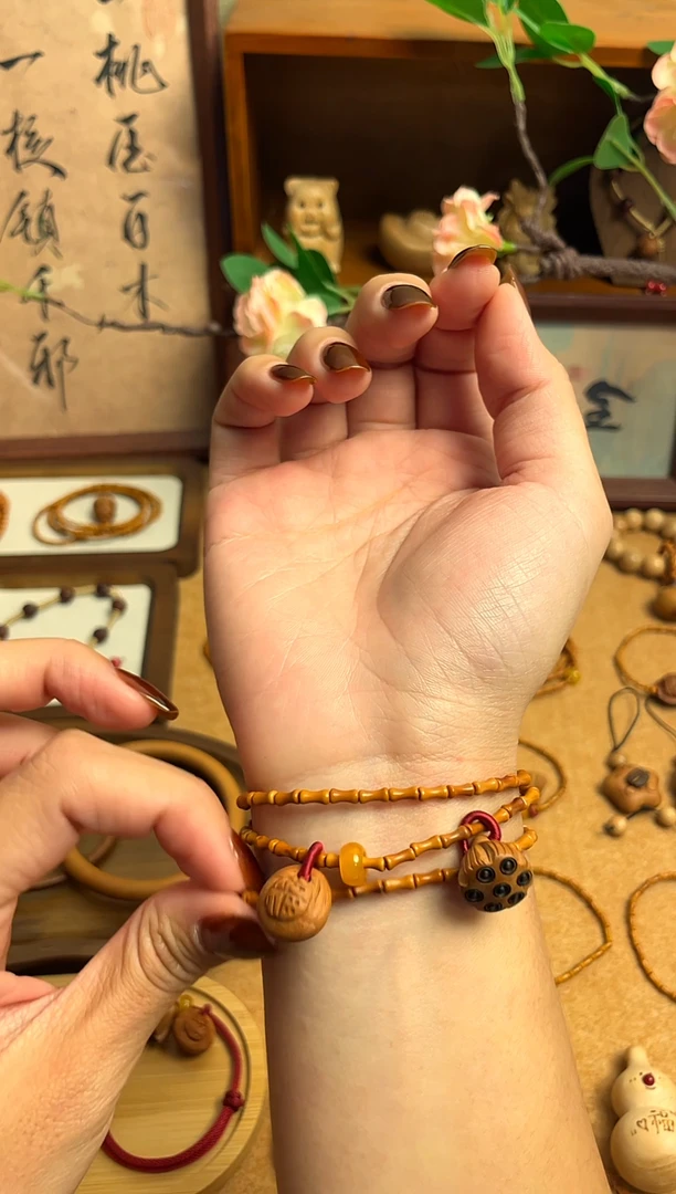 桃核竹节三圈好运莲莲  一物一拍