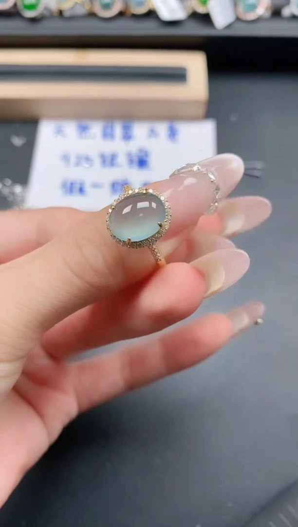 银S925镶嵌戒指翡翠111