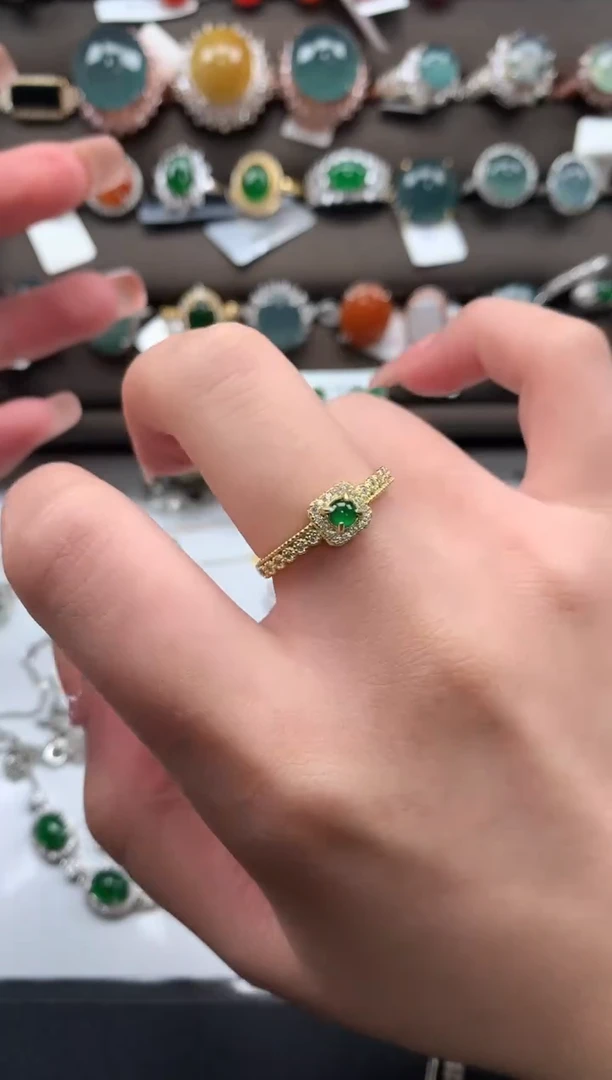 【闪购商品】翡翠戒指银S925镶嵌51214