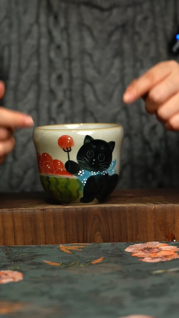 杯釉下彩手工手绘同款陶器