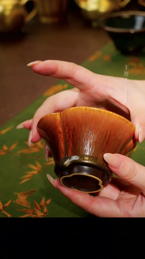 茶杯紫砂【宜景窑系列】金丝杯子