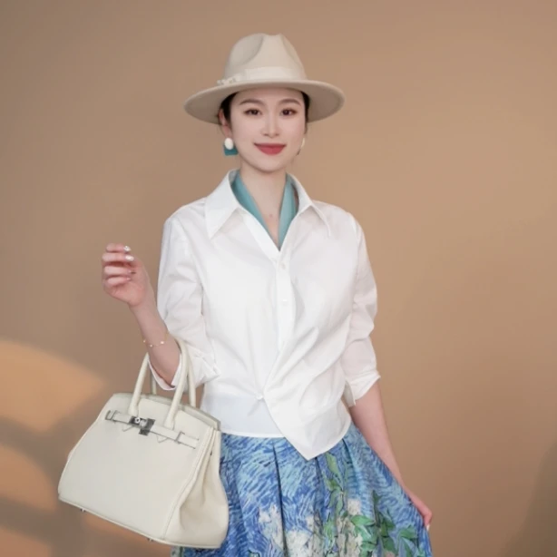 小小定制服饰【九歌】新款女装不规则设计衬衫J25W077