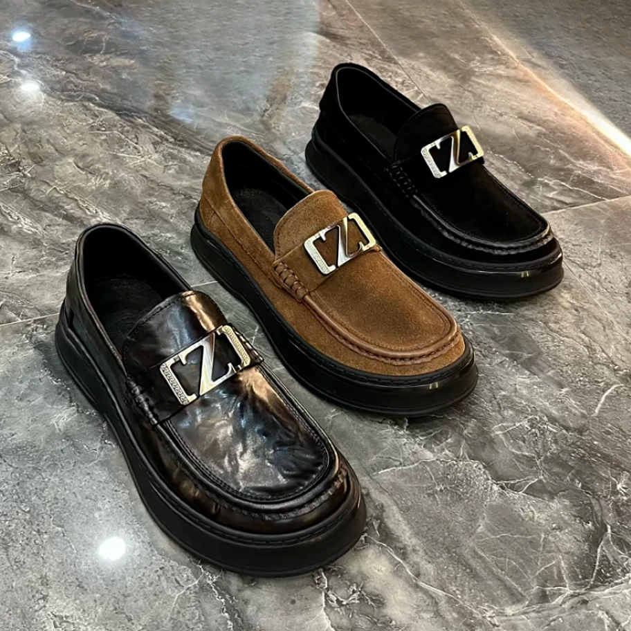 广州男鞋早春新品时尚休闲商务男士一脚蹬百搭时尚豆豆皮鞋06-3GZ