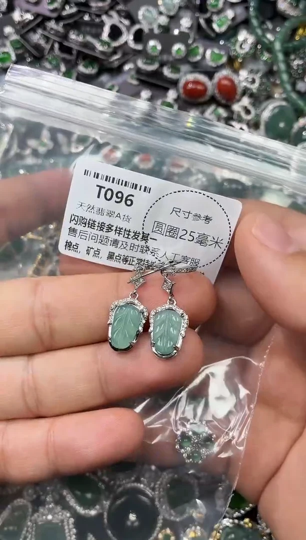 翡翠未镶嵌颈饰T096耳钩