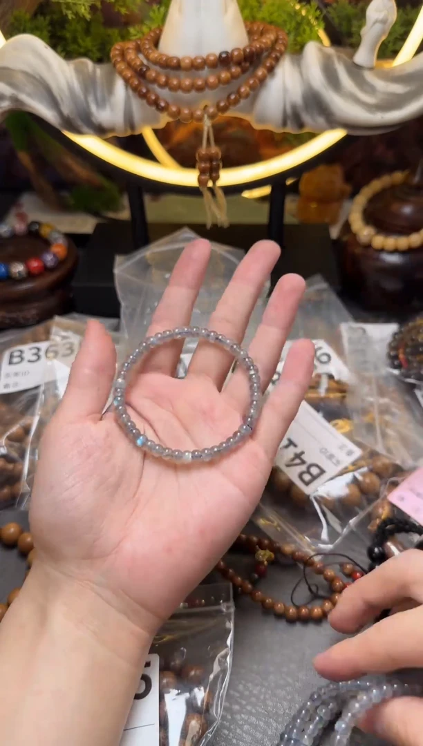 未镶嵌手链长石A574灰月光石精工直切单圈