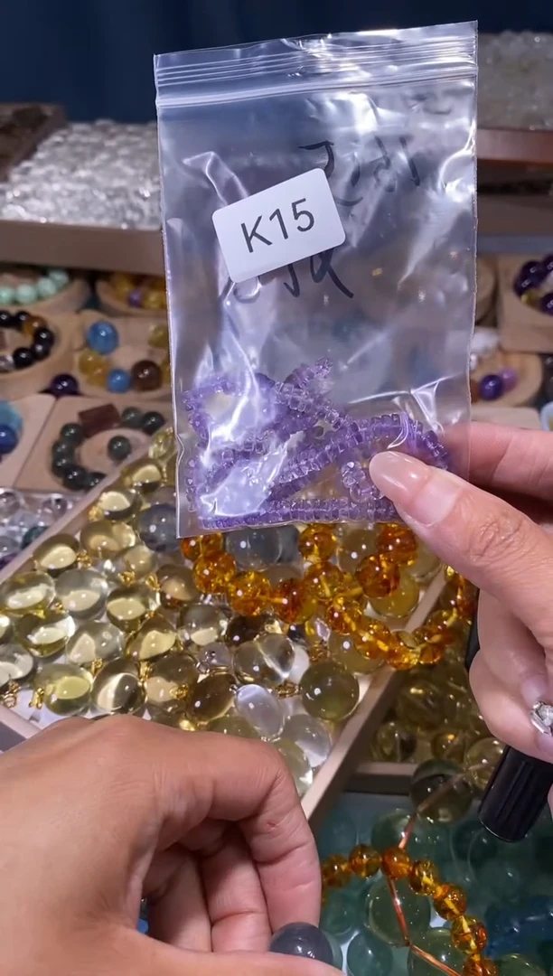 未镶嵌手串水晶一****ﾟK15紫水晶半成品一条拍10