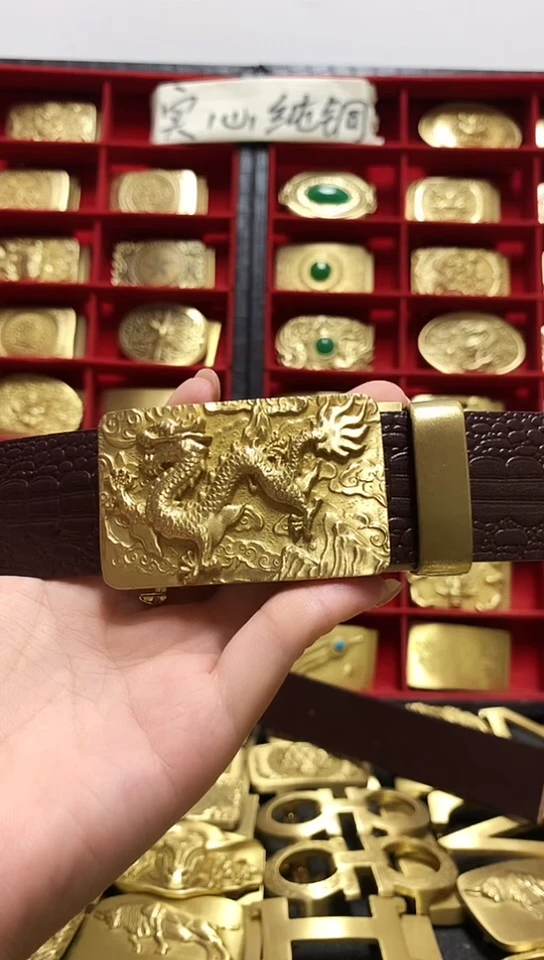 纯铜腰带扣头3.5宽自动扣方龙