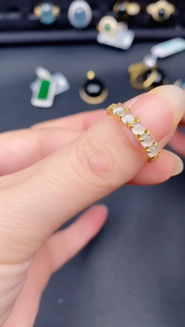 银S925镶嵌戒指翡翠天然a货翡翠494