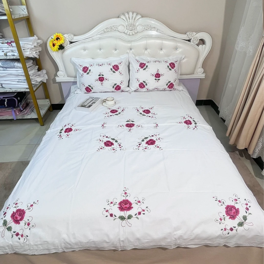 003-棉布刺绣单人四件套-红-YOTKAN-KORPA-YASTUK