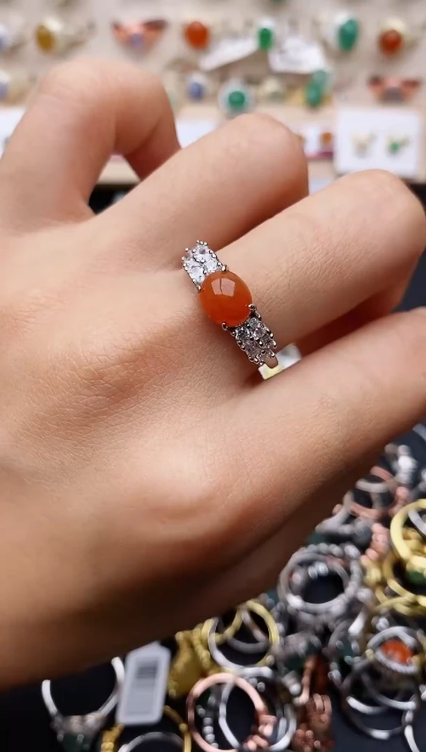 【闪购商品】翡翠戒指银S925镶嵌缅甸翡翠