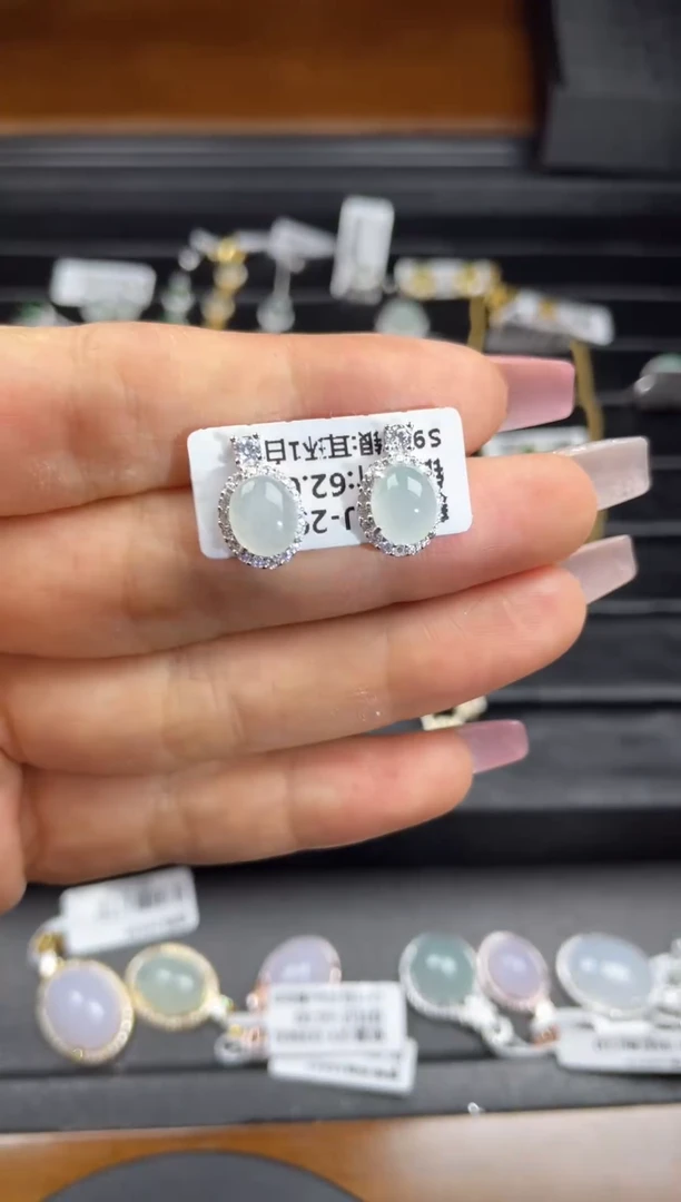 银S925镶嵌戒指翡翠天然翡翠A货