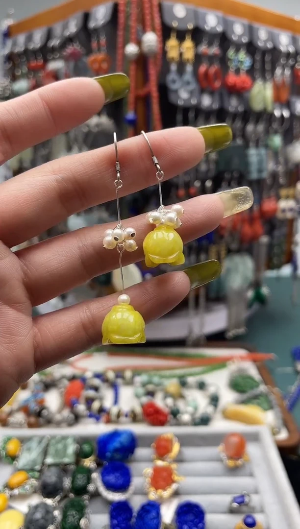 【闪购商品】翡翠耳饰银S925镶嵌饰品