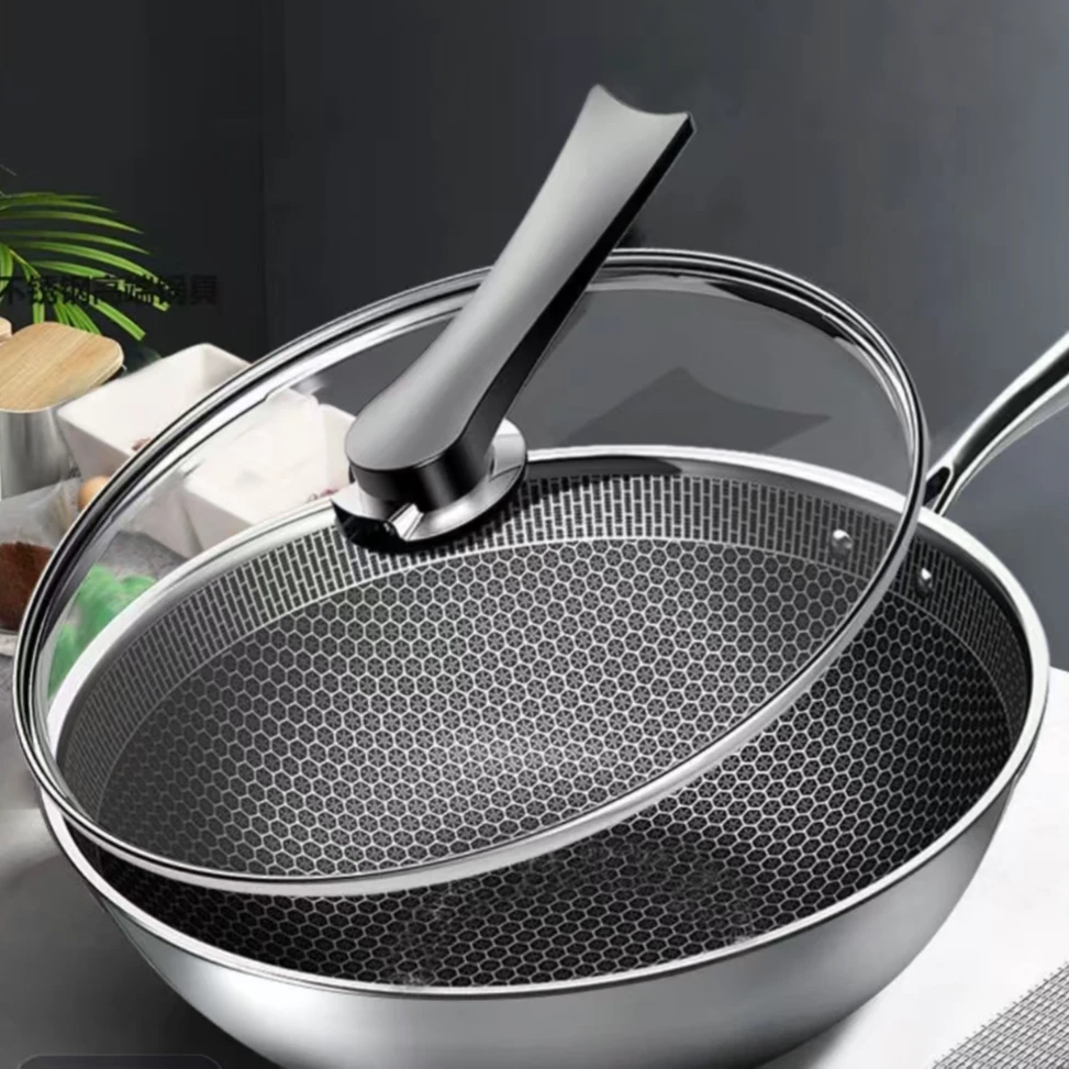 全钢炒锅精雕微刻全蜂窝