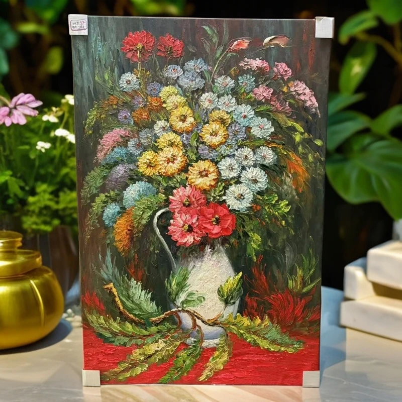 油画精品纯手绘60乘90沙发背景花卉风景玄关电表箱白墙画客卧室画